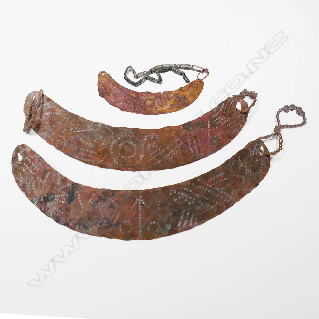 Three Aboriginal wrought copper breast plates ( gorgets) Image 1++