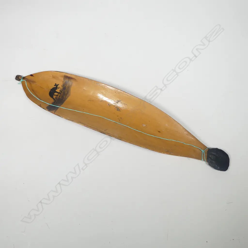A woomera (spear thrower) painted by Keith Namatjira (1938-77) Image 1++