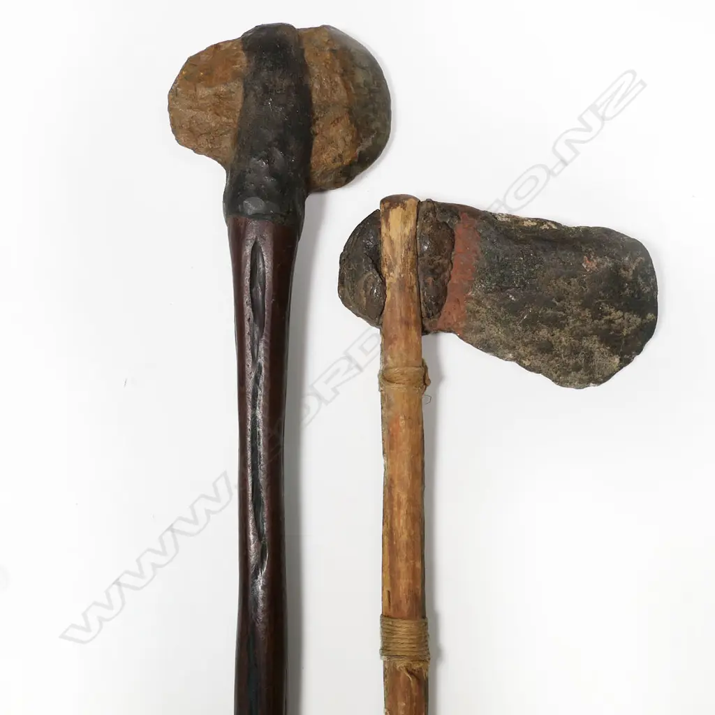 Two Aboriginal hafted stone axes Image 1++