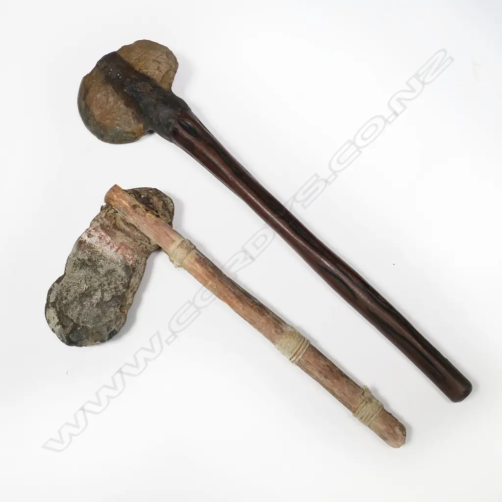 Two Aboriginal hafted stone axes Image 1++