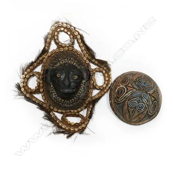 A PNG pottery sago bowl with incised and coloured decoration