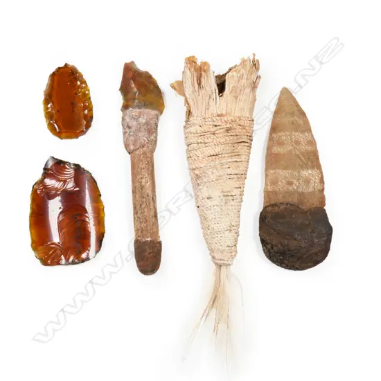 A Central Australian Aboriginal ceremonial scarification and circumcision stone knife with sheath