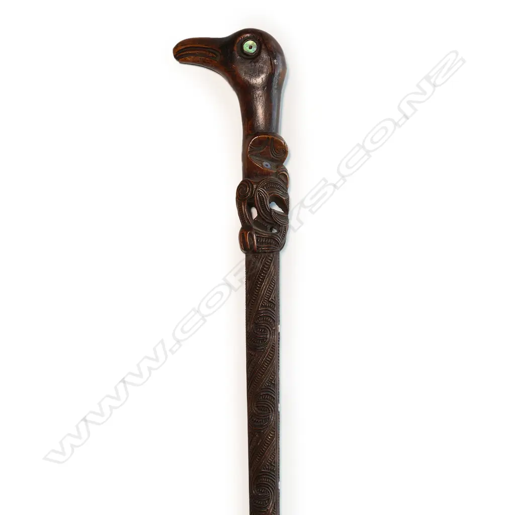 A 19thC Māori carved tokotoko (walking stick) Image 1++