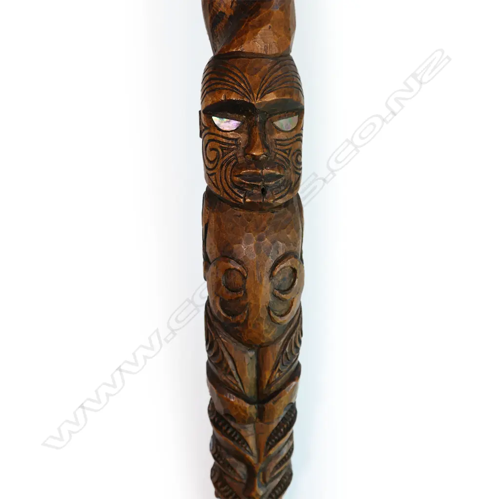 A Māori carved Tokotoko walking stick Image 1++