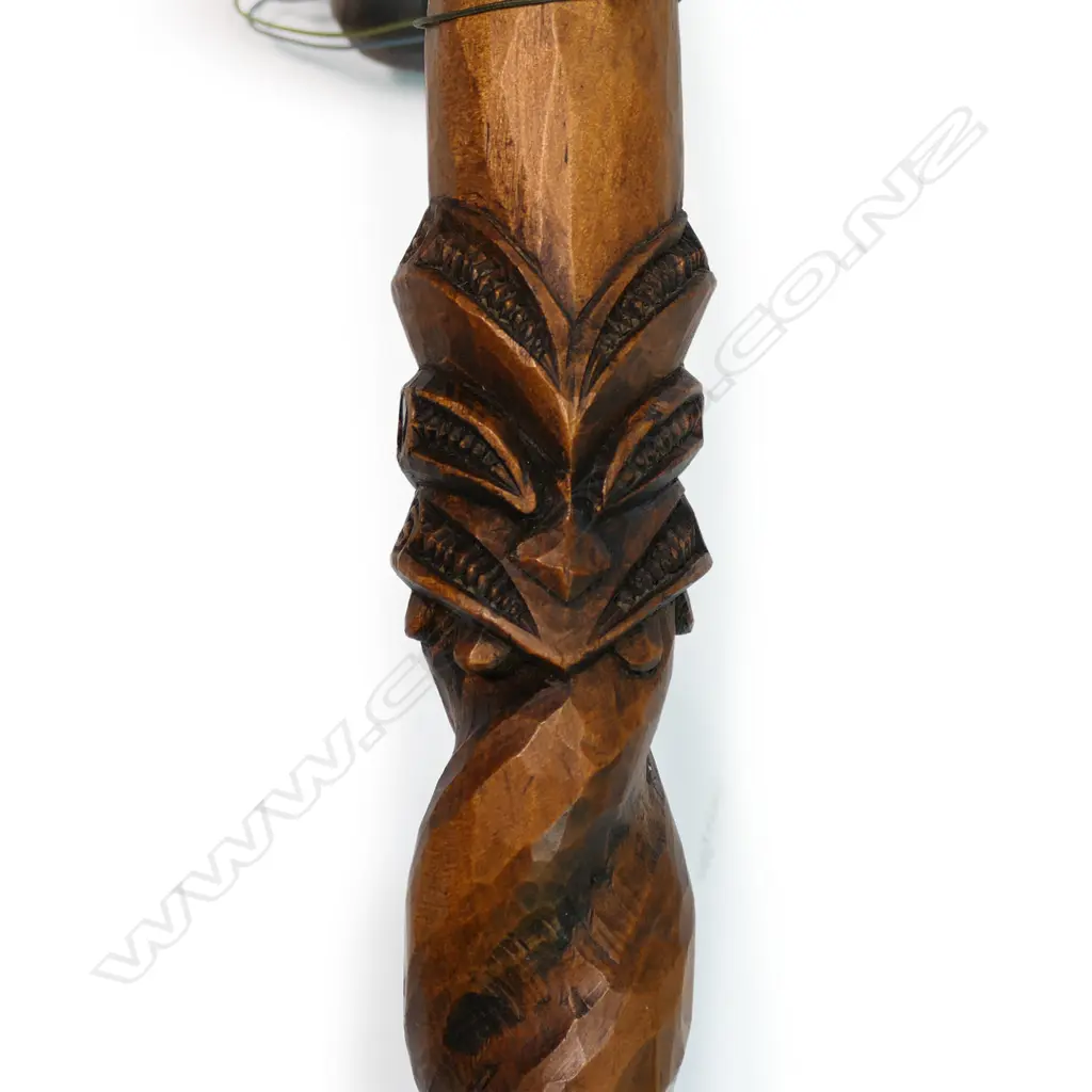 A Māori carved Tokotoko walking stick Image 1++