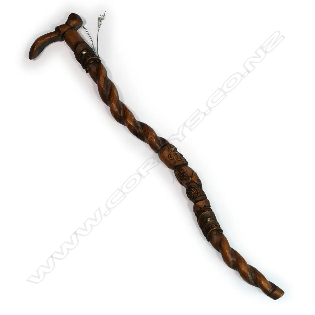 A Māori carved Tokotoko walking stick Image 1++