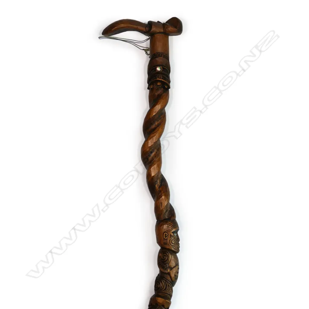 A Māori carved Tokotoko walking stick Image 1++