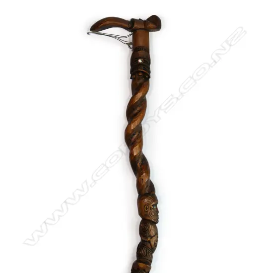 A Māori carved Tokotoko walking stick