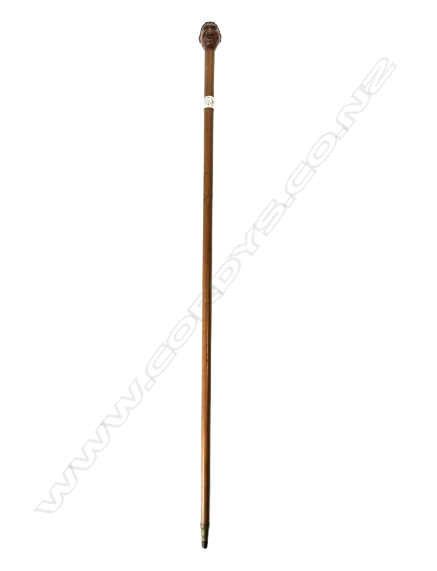 Late 19thC Māori King Tawhaio bust Tokotoko Walking Stick Image 1++