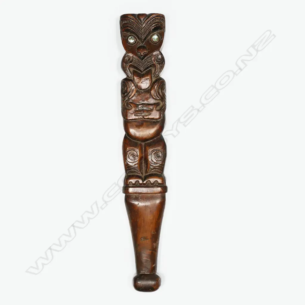 Vintage Māori figure carved tā whakairo (carving mallet) Image 1++