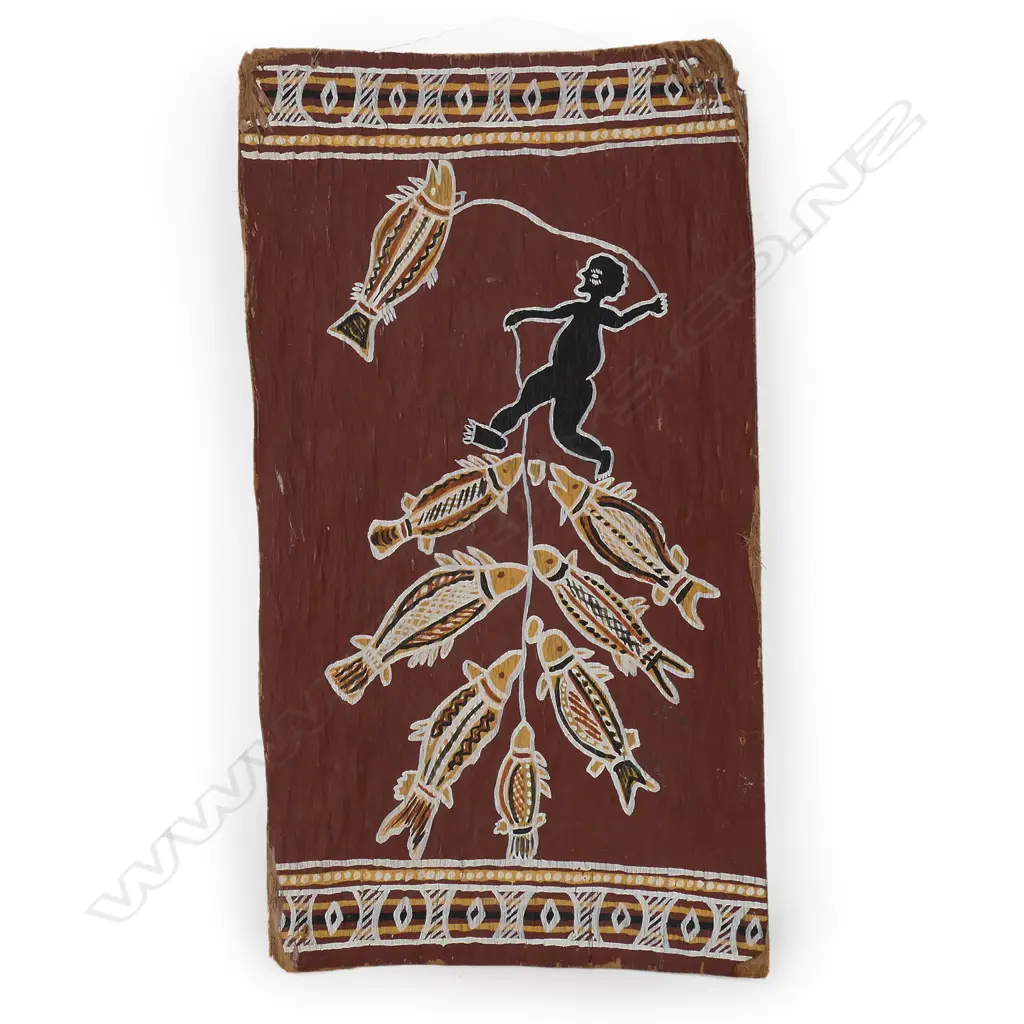 A vintage Aboriginal bark painting Image 1++