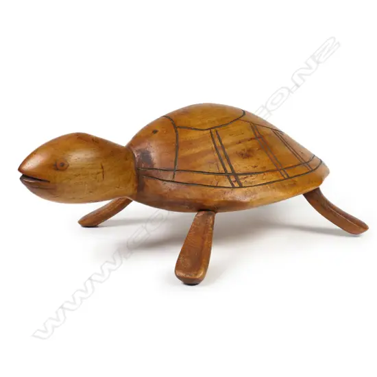 A vintage carved Pitcairn Island turtle