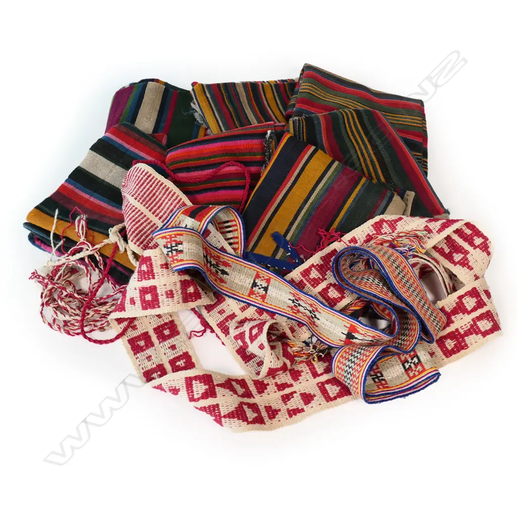 A collection of 11 loom woven woolen tribal textiles Image 1++