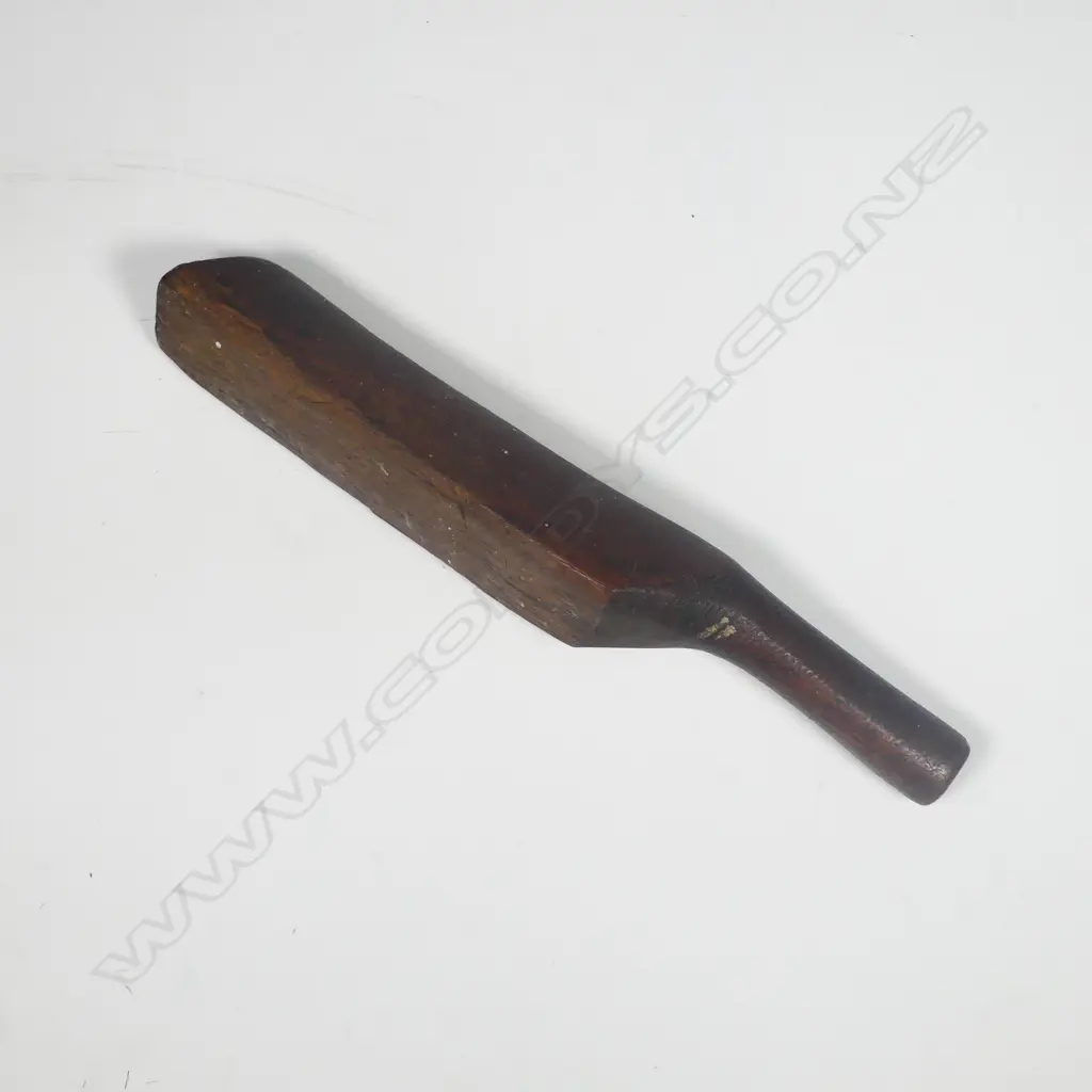 An old carved tropical hardwood tapa beater or carvers mallet Image 1++