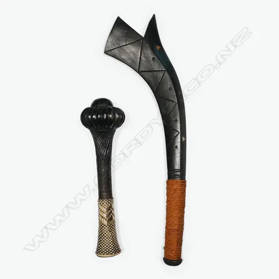 Two Fijian hand clubs