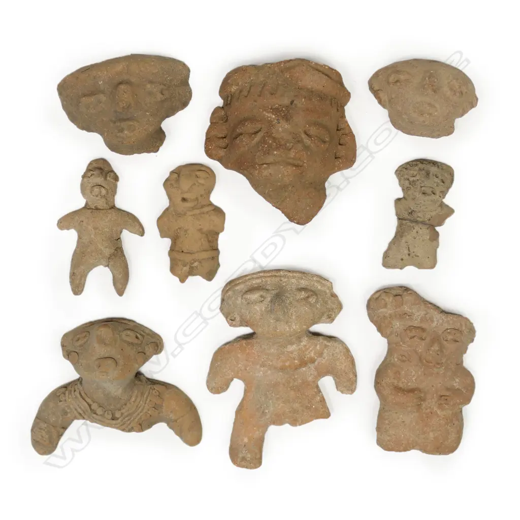 A Group of Nine Pre-Columbian Figures and  Portrait Masks, Image 1++