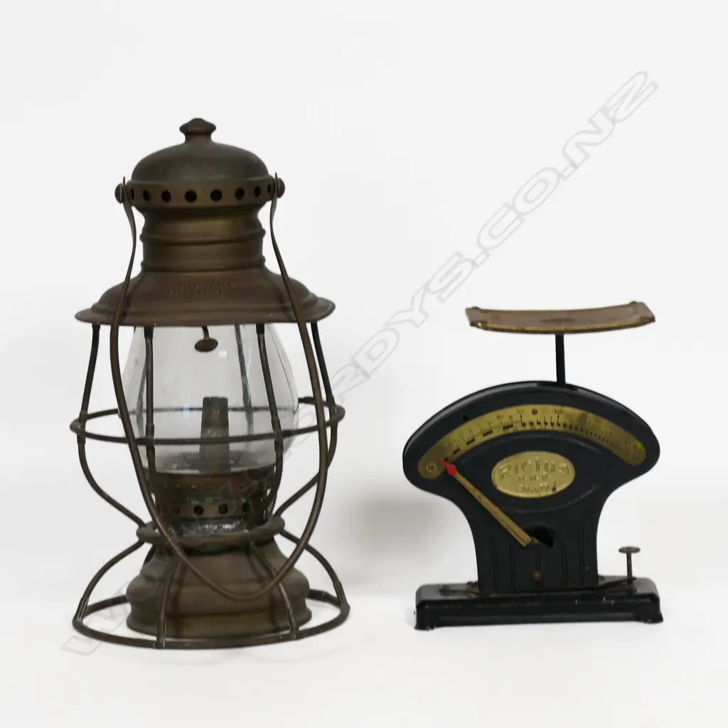 Mexican Vintage Hurricane Lantern and  German Rictus Letter Scales, Image 1++
