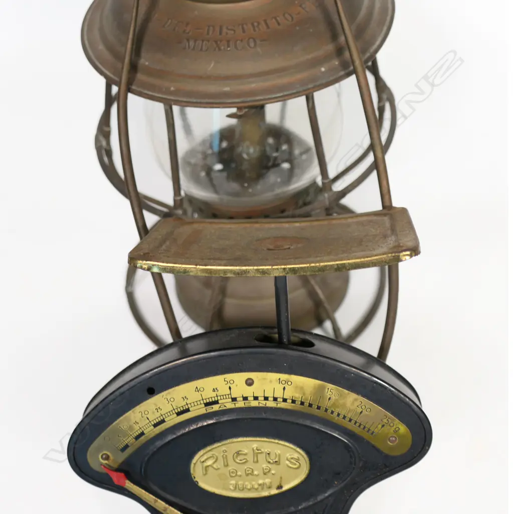Mexican Vintage Hurricane Lantern and  German Rictus Letter Scales, Image 1++