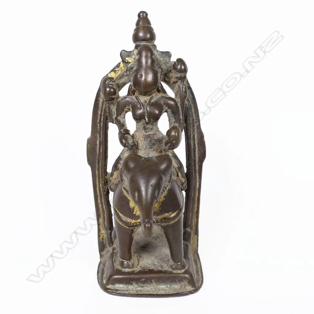 Bronze sculpture of the goddess Gajalaksmi seated on an elephant Image 1++