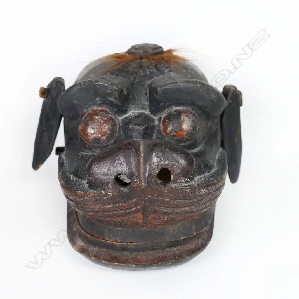 Early 20thC Indonesian Carved Wood Mask, Image 1++
