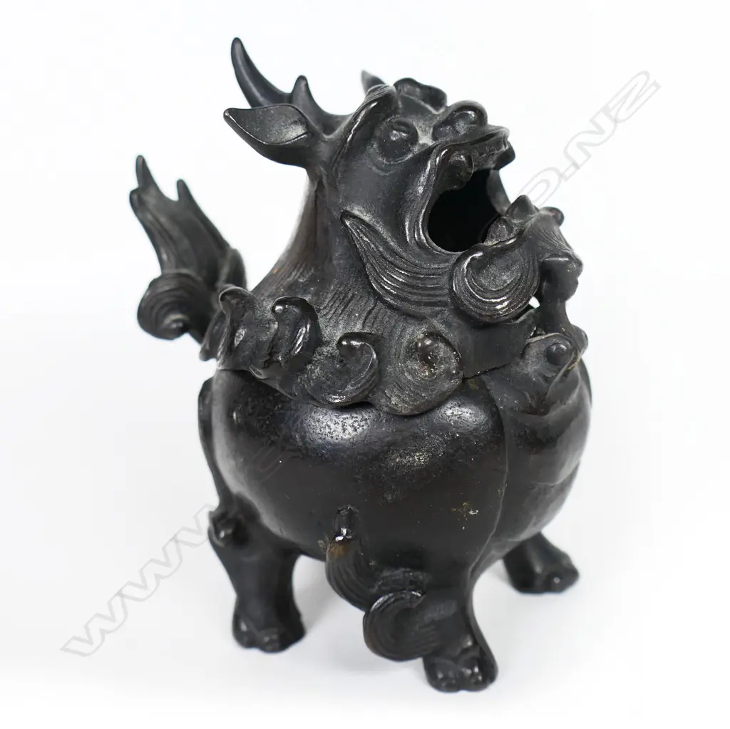 Chinese 19thC Qilin Bronze Censor. H.90mm Image 1++
