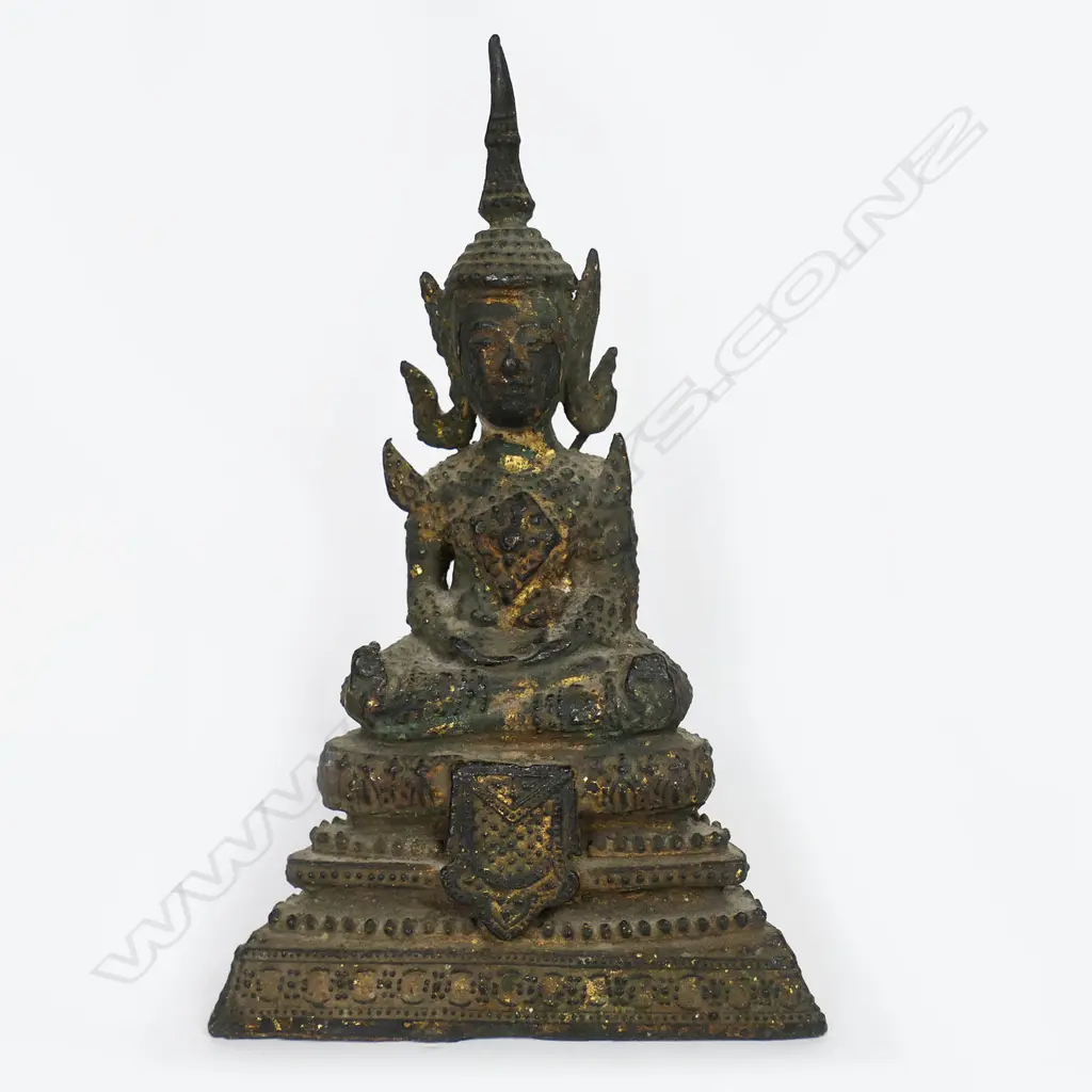 19thC Thai Bronze Buddha Figure, Image 1++