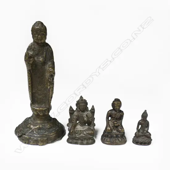 18thC Chinese Buddha Figure and  Three Small Buddhas,