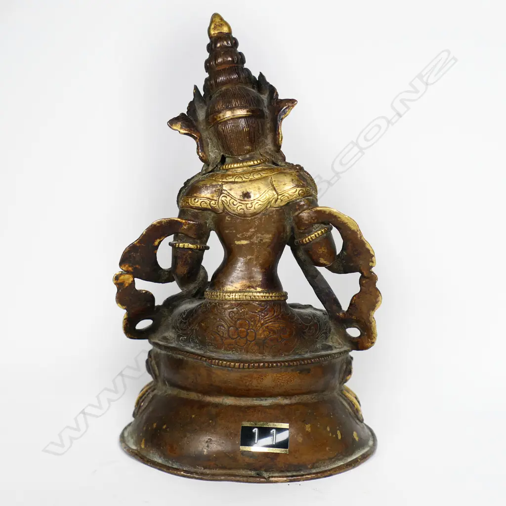 A Good 19thC Tibetan Bronze Vajrasattva Buddha Figure, Image 1++