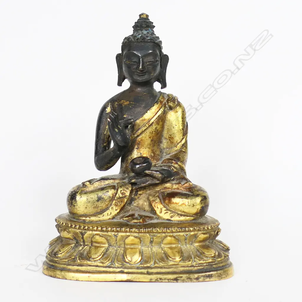 A 19thC Tibetan Bronze Shakyamuni Buddha Figure, Image 1++
