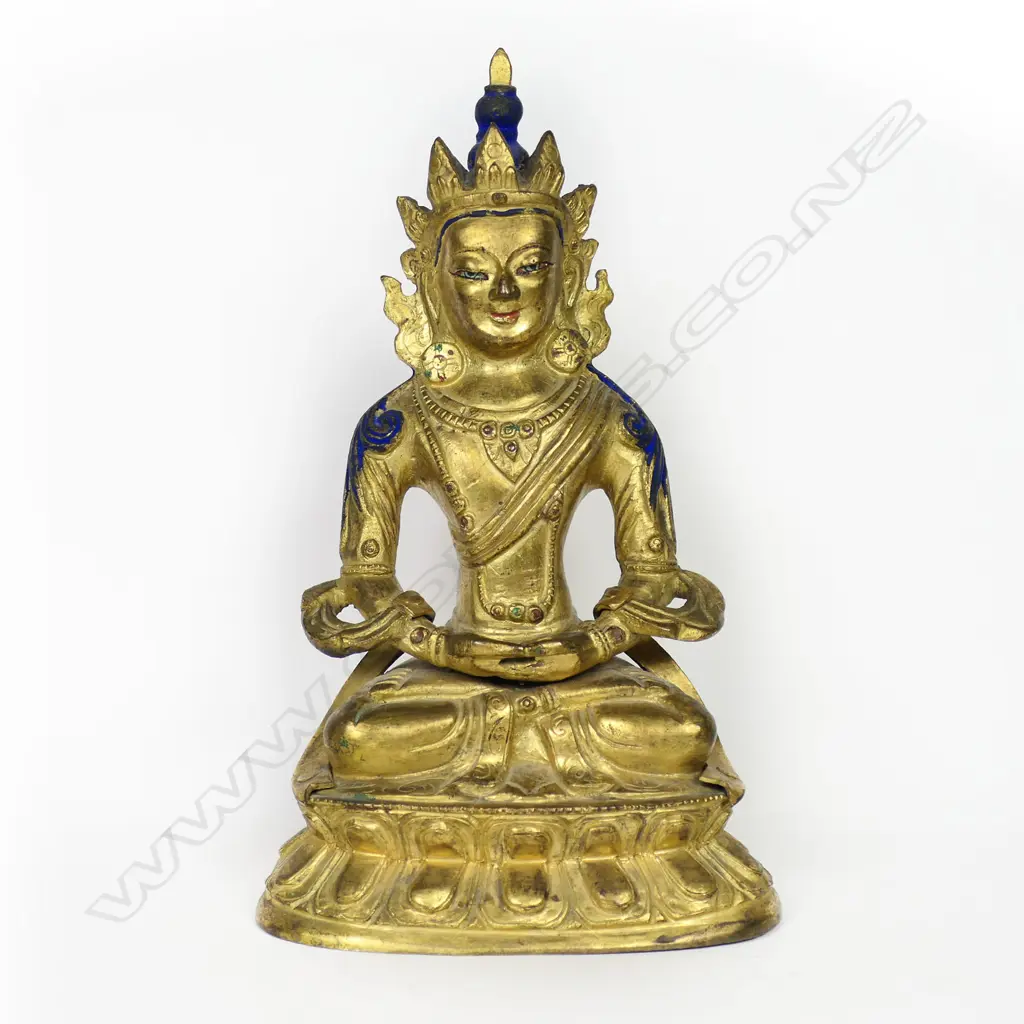 A 19thC Tibetan Gilt Bronze Amitabha Figure, Image 1++