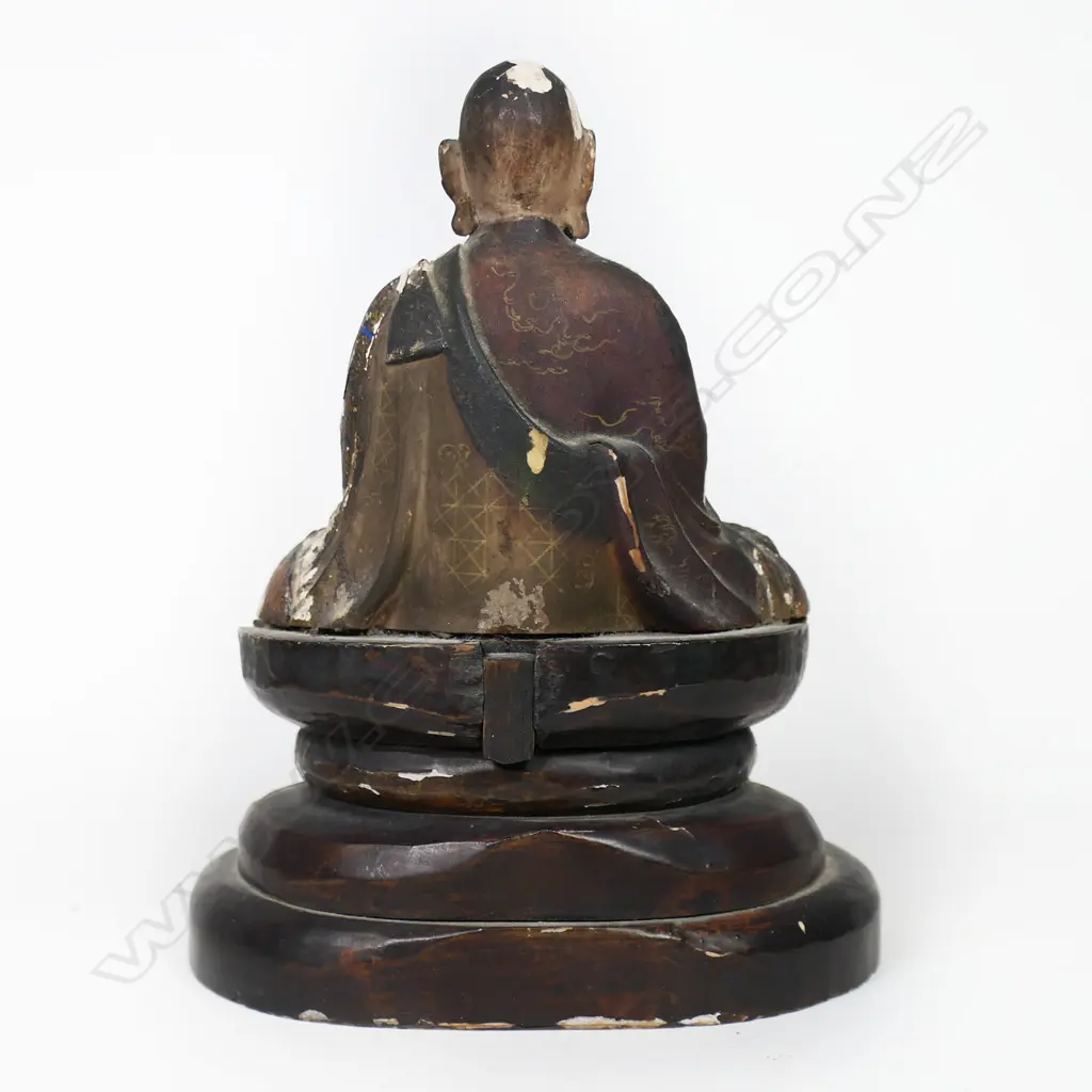 A 19thC Chinese Polychrome Painted and  Gilded Figure of Lama, Image 1++
