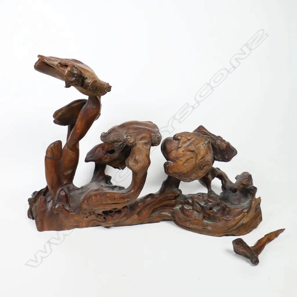 An Unusual Decorative Japanese Meiji Period Reshi Mushroom Root Wood Carving, Image 1++