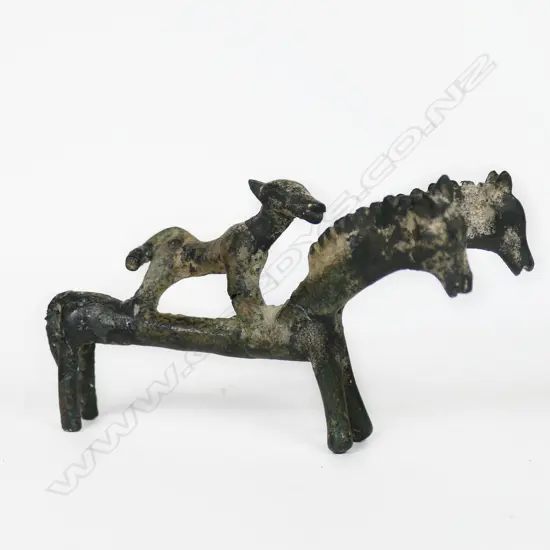 18thC Persian Three Horses Bronze Figure Group,