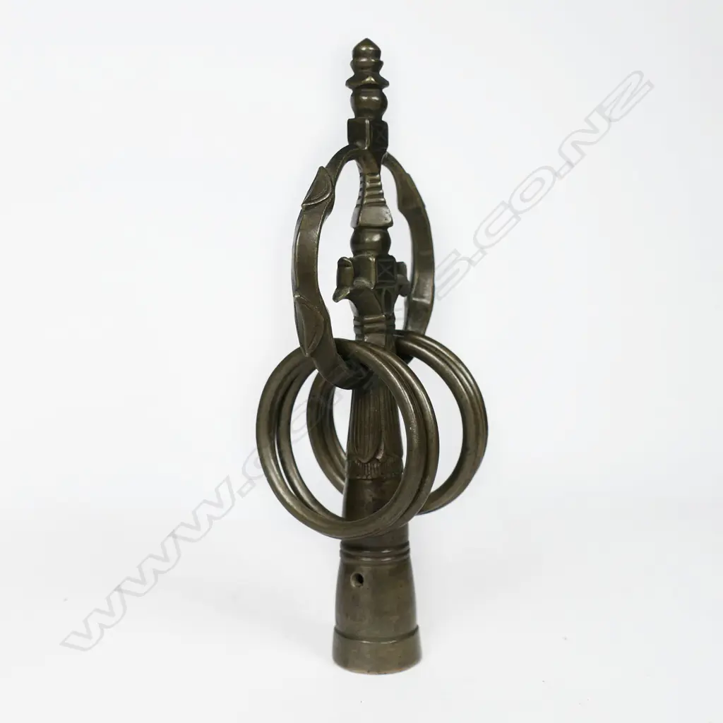 Japanese Bronze Meiji Period Bronze Top Section of a Shinto Priest’s Staff, Image 1++