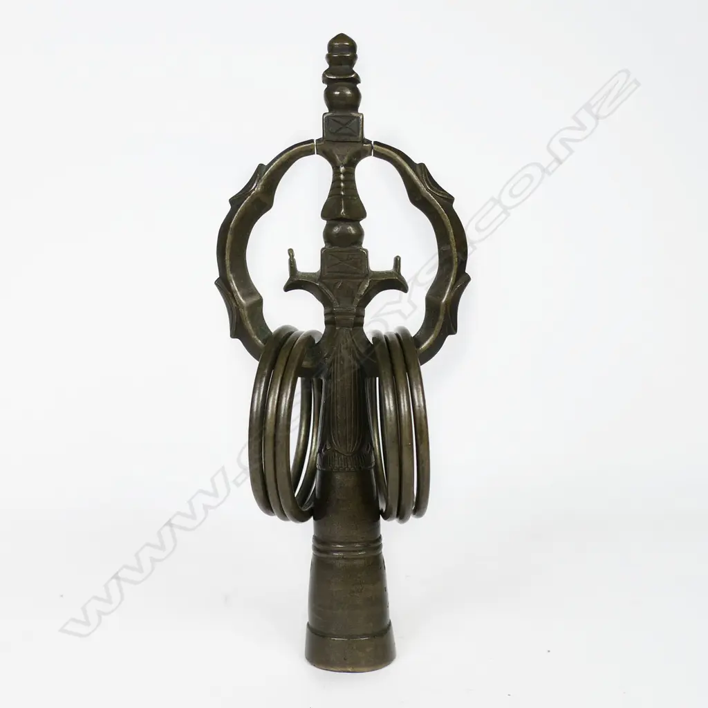 Japanese Bronze Meiji Period Bronze Top Section of a Shinto Priest’s Staff, Image 1++