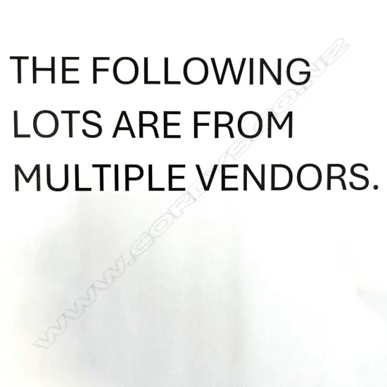 NOTE: The following lots are from multiple vendors.
