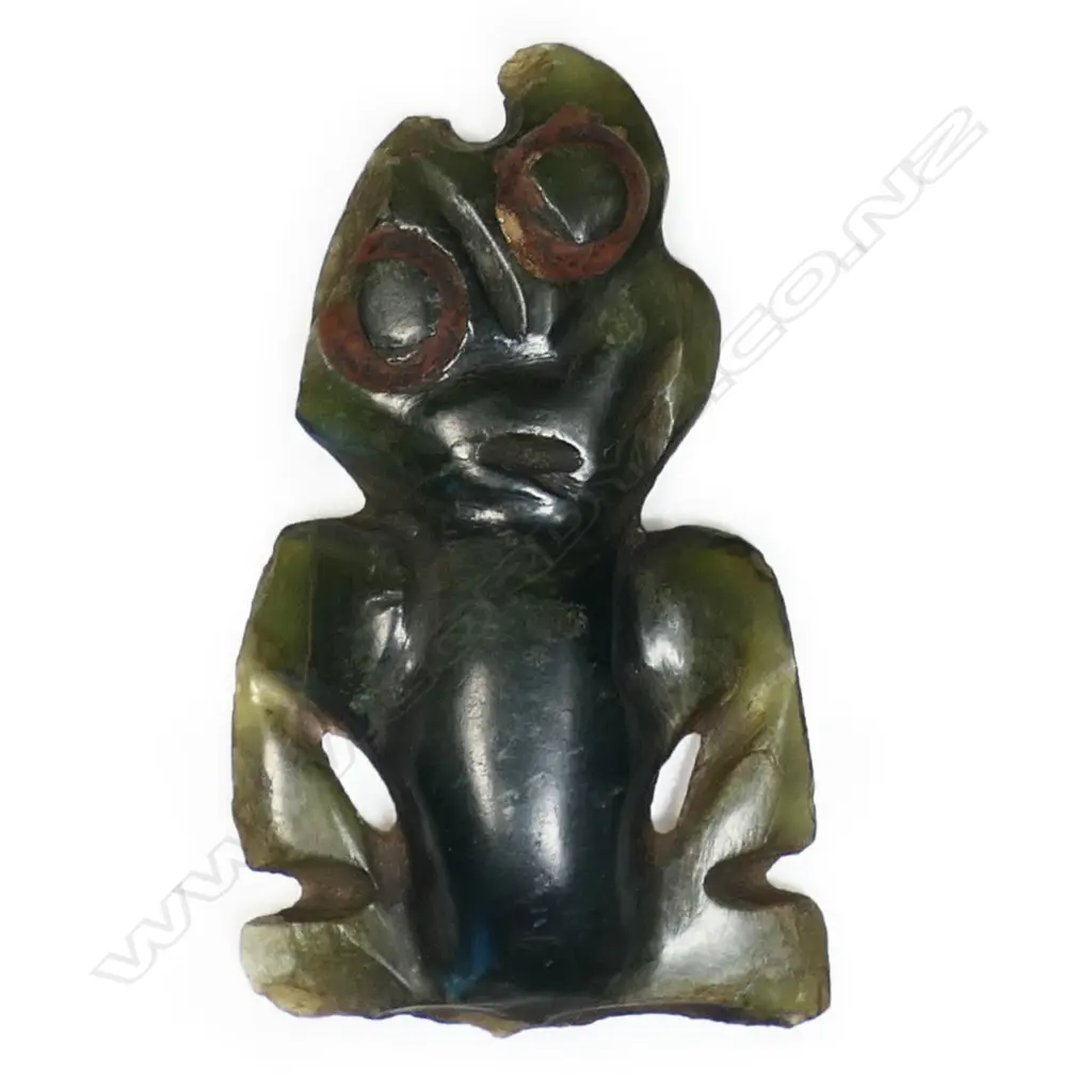 An early Māori pounamu part hei tiki, Image 1++
