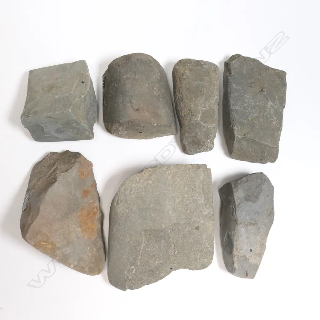 Seven Māori old adze fragments, Image 1++