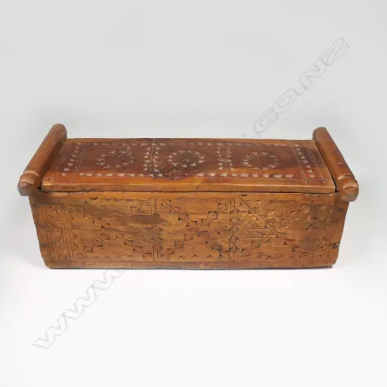 Old tribal wood hinged lidded box