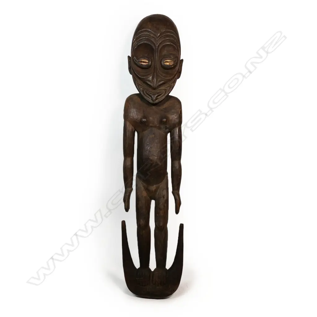 Large PNG carved wood figure with hook form base, Image 1++
