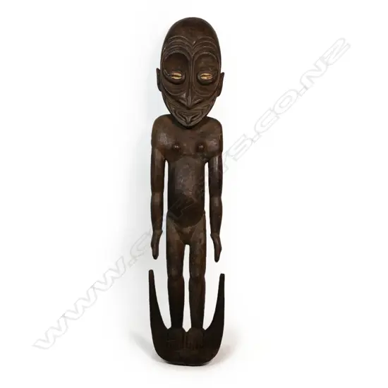 Large PNG carved wood figure with hook form base,