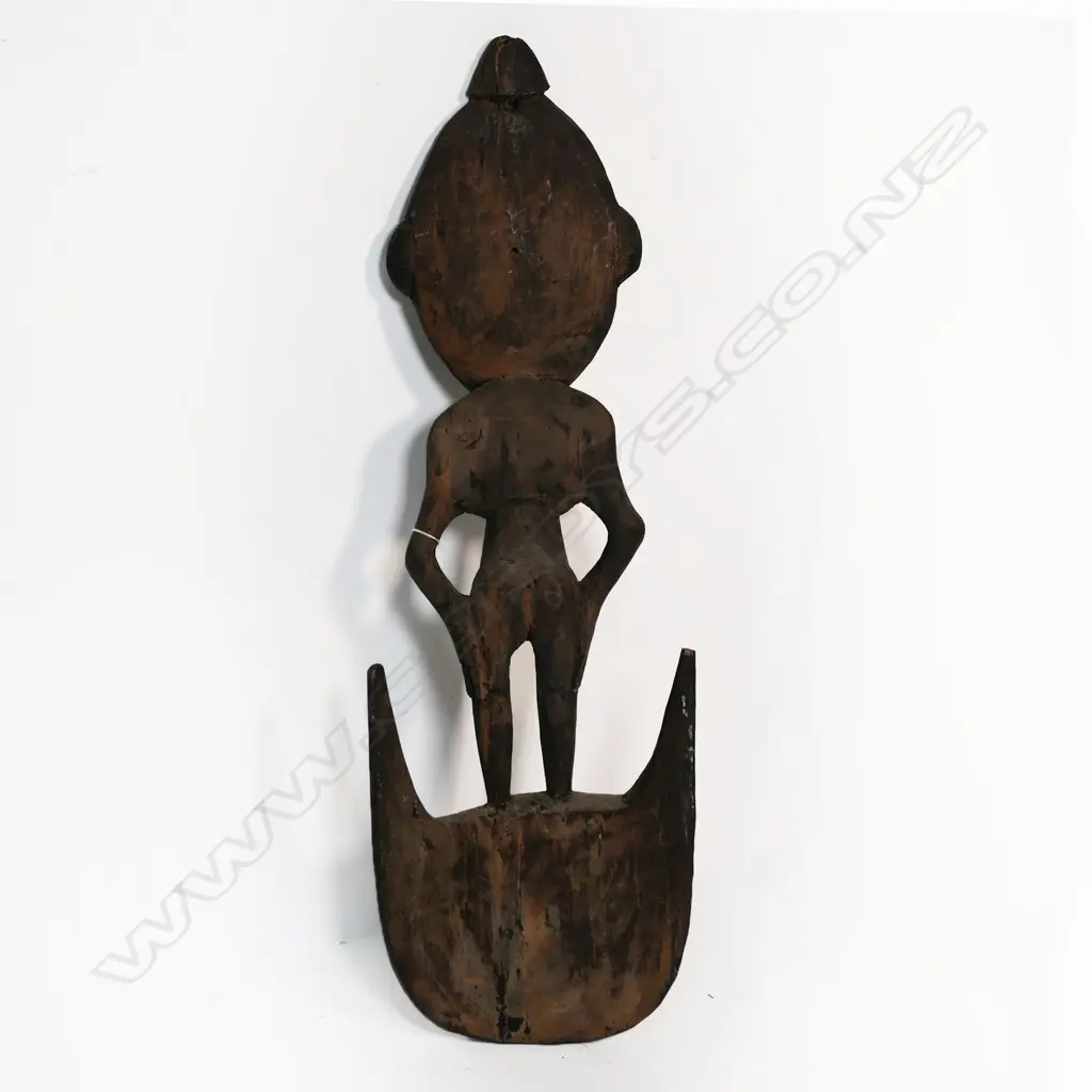 PNG figure carved food hook, pigmented finish. H.940mm. Provenance: Ex. The Estate of John Perry. Image 1++