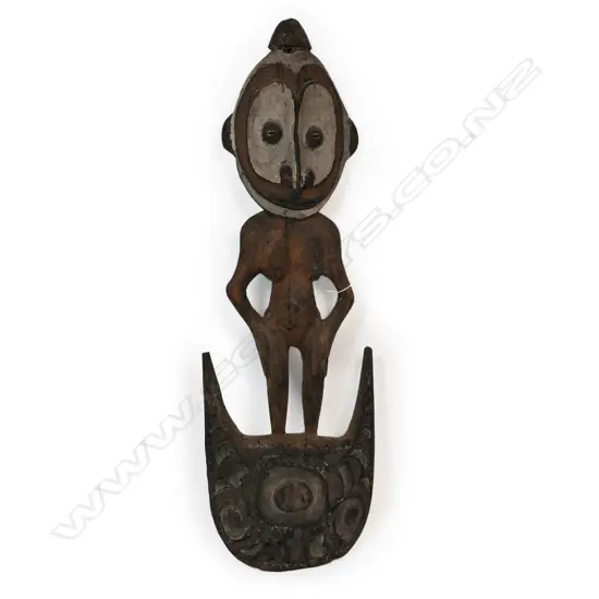 PNG figure carved food hook, pigmented finish. H.940mm. Provenance: Ex. The Estate of John Perry.