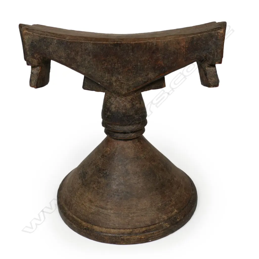 Antique ethnic carved wood pillow, Image 1++