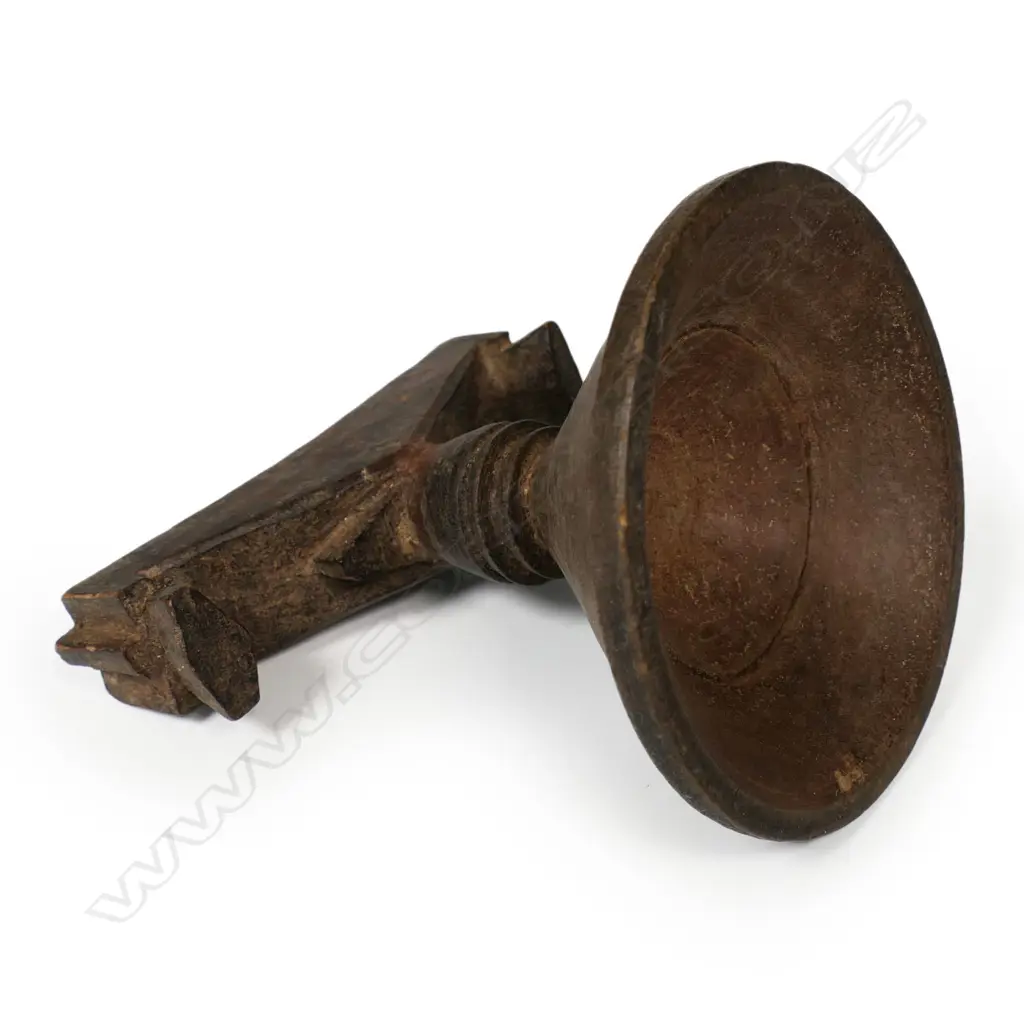 Antique ethnic carved wood pillow, Image 1++