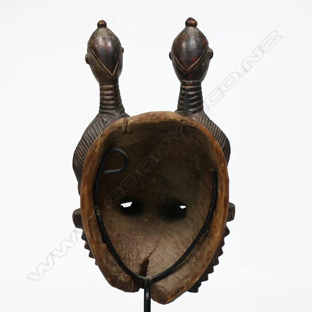 African Baule double female carved wood mask, Image 1++