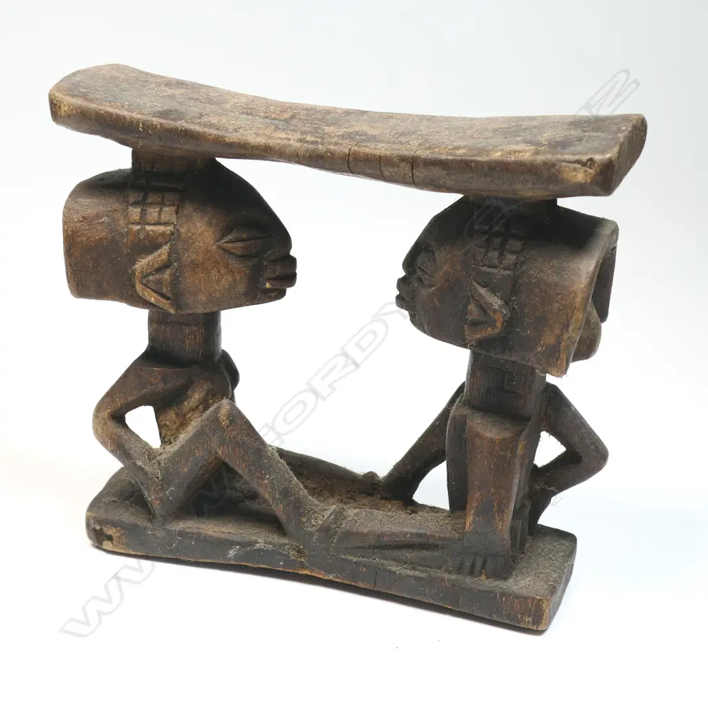 African carved wood headrest, Image 1++