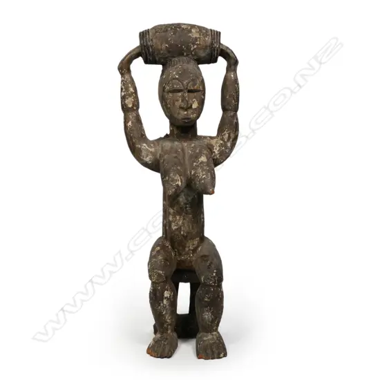 African carved seated female figure,
