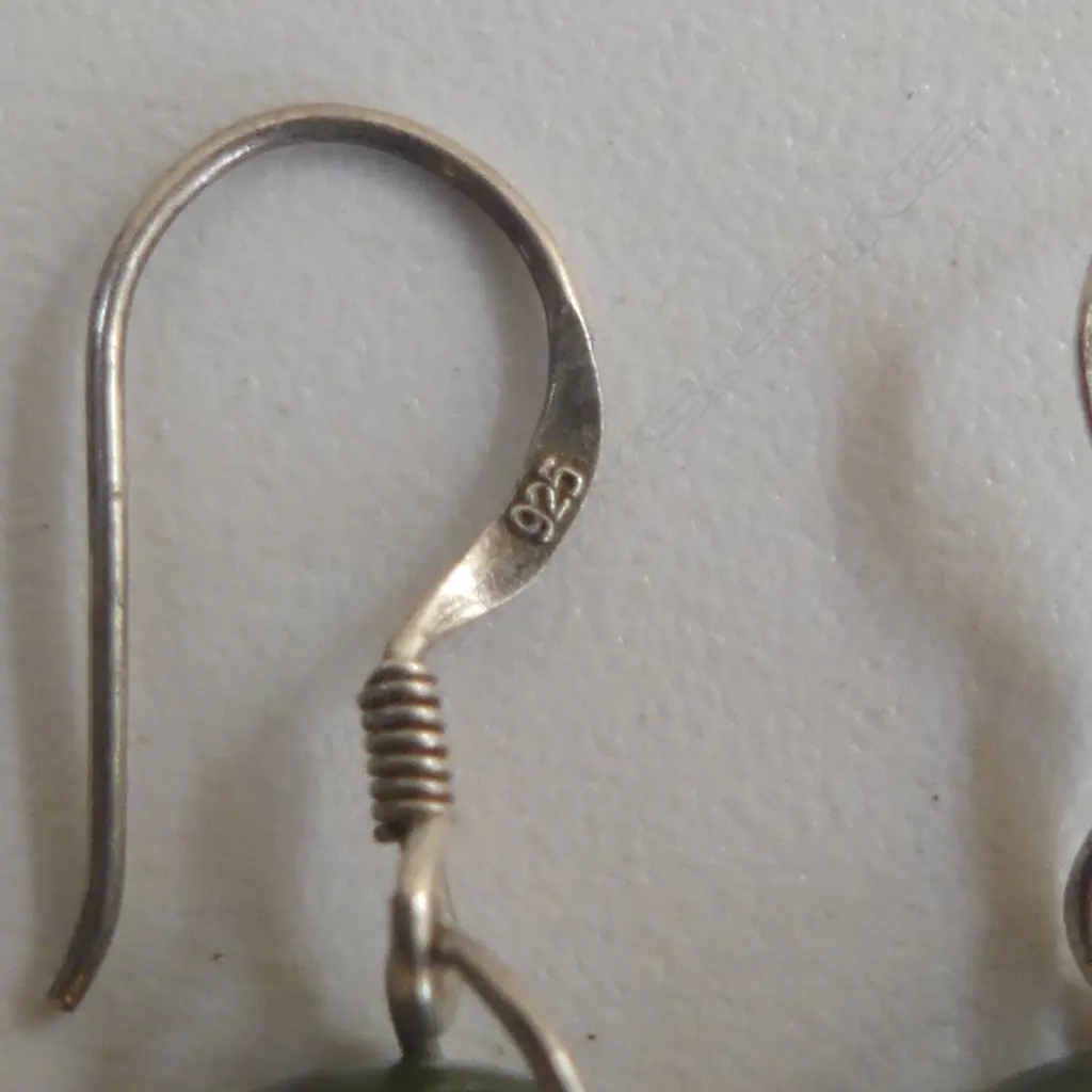 2 pairs pounamu earrings w silver hook fittings: hei tiki + toki form L.42mm Image 1++