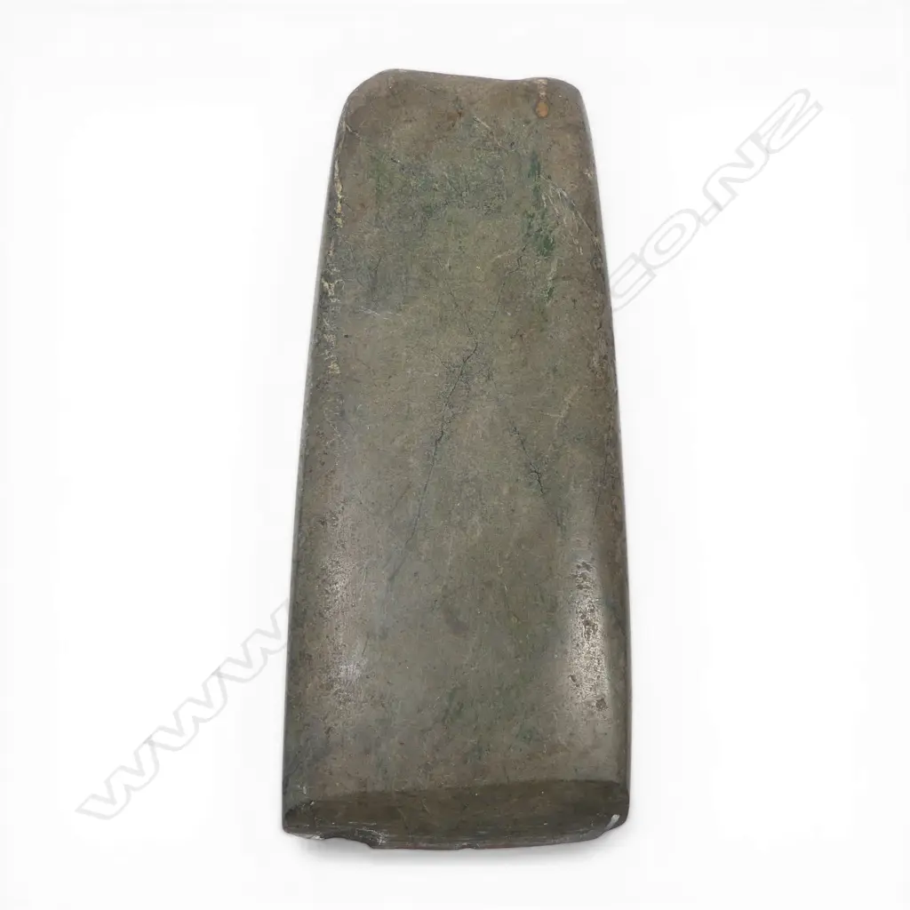 A large wide near parallel Māori stone toki, Image 1++